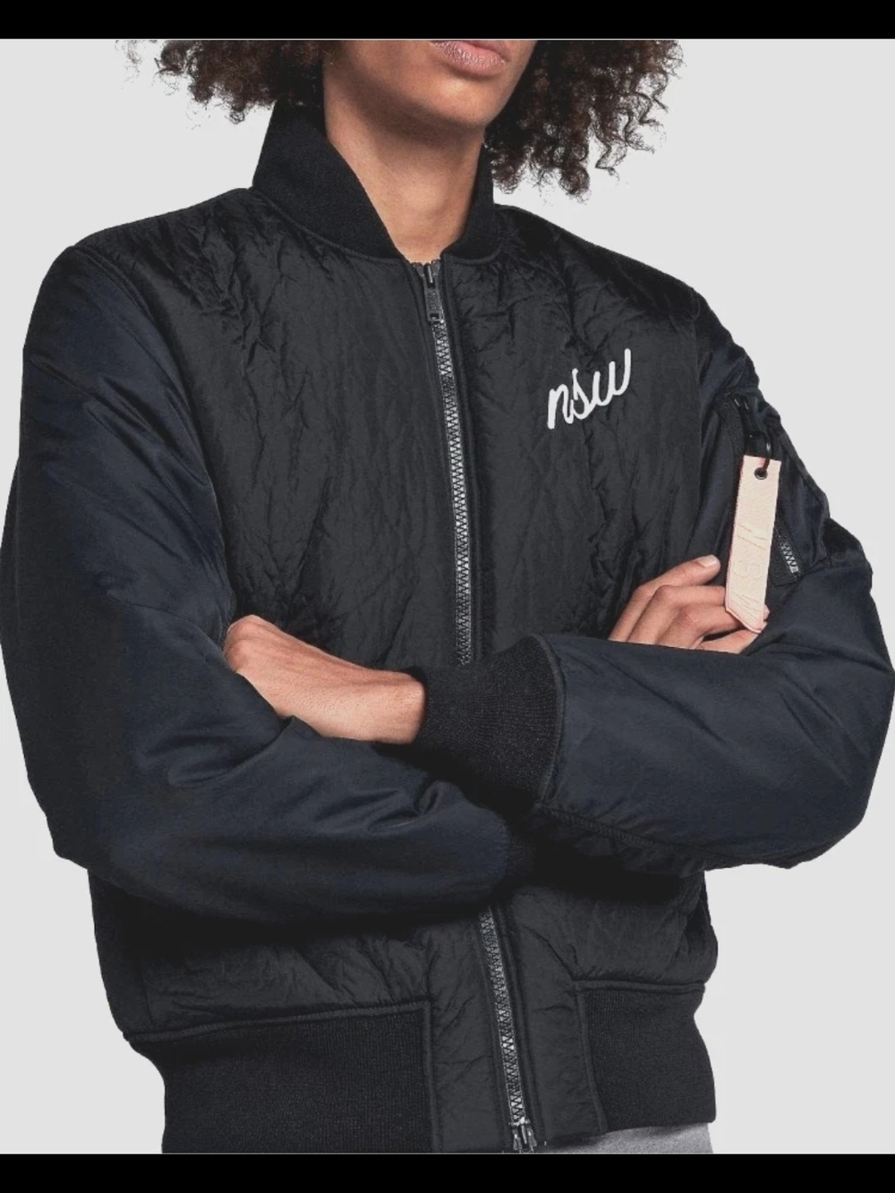 Nike NSW Black Quilted Bomber Jacket